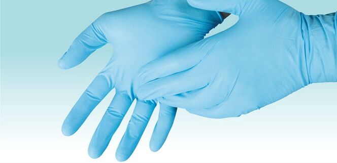 Disposable gloves to protect hands when treating fungal infections of the feet